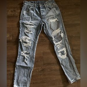 american eagle ripped distressed jeans with slit on back size 4 regular